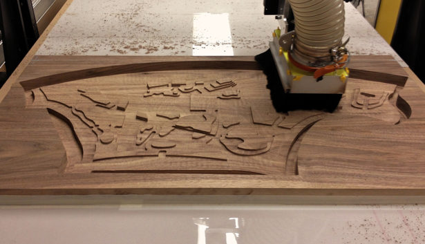CNC Routing Walnut Architectural Site Model